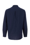 Brunello Cucinelli Camisa de algodón azul marino
