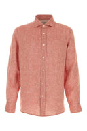 Brunello Cucinelli Melange Red Linen Shirt
