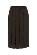Brunello Cucinelli bruine denim en zijden rok