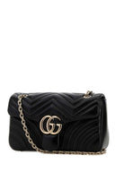 Gucci Black Nappa Leather Medium Gg Marmont Shoulder Bag