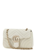 Gucci Ivory Nappa Leather Small Gg Marmont Shoulder Bag