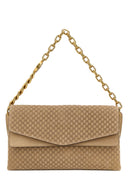 Borsa a tracolla grande in pelle scamosciata beige Gucci