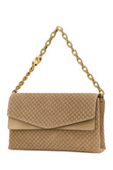 Borsa a tracolla grande in pelle scamosciata beige Gucci