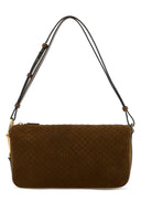 Borsa a tracolla media Gucci Half Horsebit in pelle scamosciata color caramello Gucci