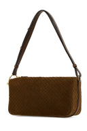 Borsa a tracolla media Gucci Half Horsebit in pelle scamosciata color caramello Gucci