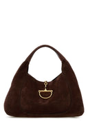 Borsa a tracolla Gucci Softbit Maxi in pelle scamosciata marrone Gucci