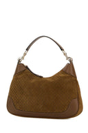 Borsa a tracolla Gucci B media in pelle scamosciata marrone Gucci