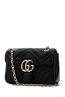 Gucci Black Nappa Leather Small Gg Marmont Shoulder Bag