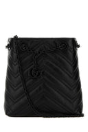 Borsa a secchiello Marmont Micro Gg in pelle nera Gucci