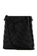 Borsa a secchiello Marmont Micro Gg in pelle nera Gucci