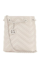 Gucci Ivory Leather Micro Gg Marmont Bucket Bag