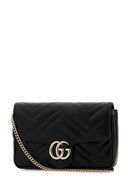 Gucci Black Leather Small Gg Marmont Shoulder Bag