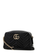 Gucci Black Nappa Leather Gg Marmont Crossbody Bag