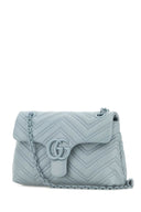 Borsa a tracolla Gg Marmont piccola in pelle nappa azzurra Gucci
