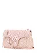 Gucci Pink Nappa Leather Small Gg Marmont Shoulder Bag