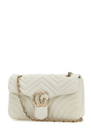 Gucci White Nappa Leather Medium Gg Marmont Shoulder Bag