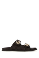 Gucci 深棕色帆布拖鞋