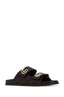 Gucci 深棕色帆布拖鞋