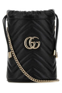 Borsa a secchiello Gg Marmont piccola in pelle nera Gucci