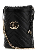 Borsa a secchiello Gg Marmont piccola in pelle nera Gucci
