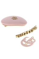Gucci Two Tone Leather And Metal Hair Clips Set