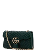 Gucci Dark Green Nappa Leather Medium Gg Marmont Shoulder Bag