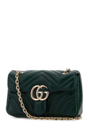 Gucci Dark Green Nappa Leather Small Gg Marmont Shoulder Bag