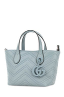 Borsa a mano piccola Gg Marmont in pelle blu pastello Gucci