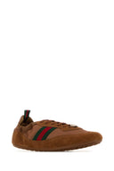 Gucci Caramel Fabric And Suede Gucci Shift Sneakers