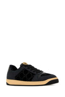 Gucci Black Leather And Velvet Sneakers