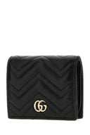 Gucci Black Leather Small Gg Marmont Wallet
