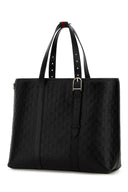 Gucci Black Leather Large Gg Emblem Shopping Bag