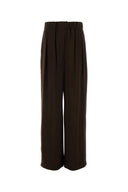 Jil Sander Chocolate Satin Wide Leg Pant