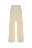 Jil Sander Ivory Cotton Wide Leg Pant