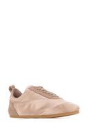 Jil Sander Pastel Pink Satin And Suede Sneakers