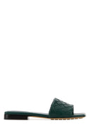 Bottega Veneta Bottle Green Leather Parco Slippers