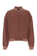 Versace Antiqued Pink Silk Bomber Jacket
