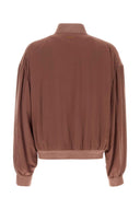 Versace Antiqued Pink Silk Bomber Jacket