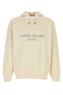Felpa Stone Island in cotone color crema