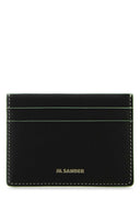 Tarjetero de cuero negro de Jil Sander