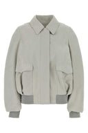 Giacca Loewe in pelle scamosciata color gesso
