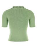 Camiseta de mezcla de seda elástica verde Rabanne