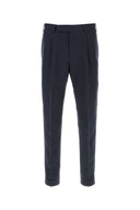Pt Torino Navy Blue Linen Blend Pant