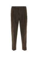 Pt Torino Brown Stretch Cotton Style Pant