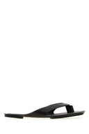 Mm6 Maison Margiela Black Leather Anatomic Thong Slippers
