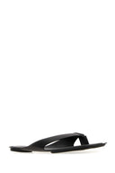 Mm6 Maison Margiela Black Leather Anatomic Thong Slippers