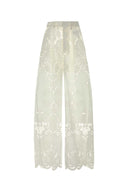 Giuseppe Di Morabito White Broderie Anglaise Wide Leg Pant