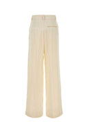 Alberta Ferretti Ivory Satin Wide Leg Pant