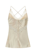 Alberta Ferretti Ivory Satin Top