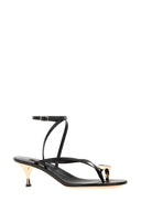 Casadei Black Leather Thong Sandals